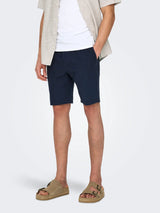 Only & Sons Linus Hør Shorts - Dark Navy